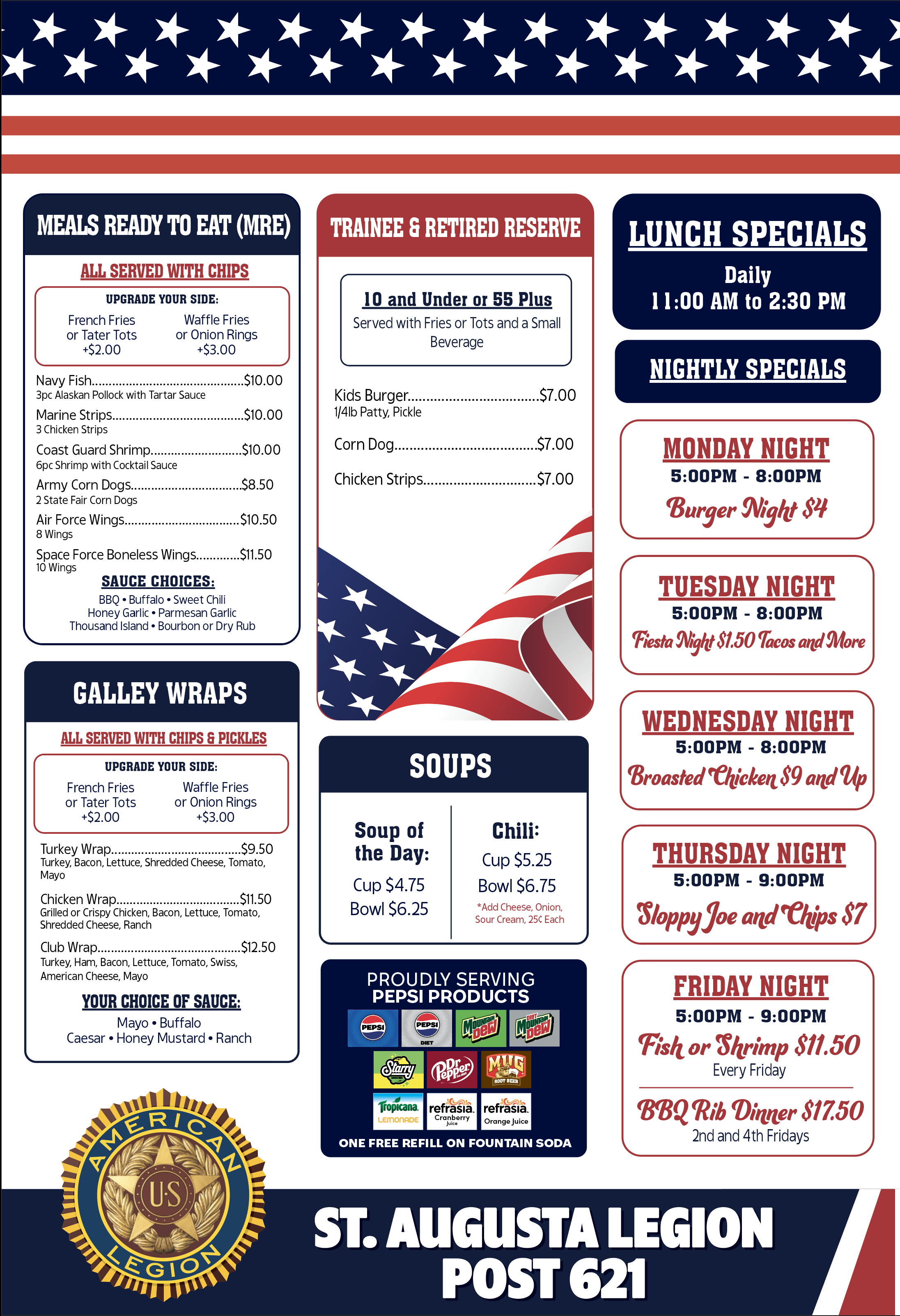 St. Augusta American Legion menu - page 2